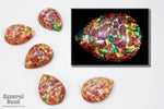 Vintage 13mm x 17mm Opal Pink Glass Teardrop Foil Cabochon #5293