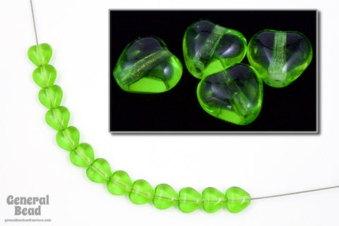 5mm Transparent Green Glass Hearts (100 pcs) #5410-General Bead