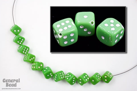 8mm Green Dice Bead with Diagonal Hole (25 Pcs) #5415