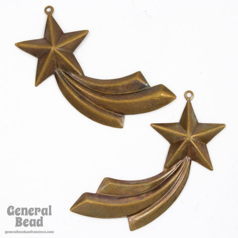 45mm Antique Brass Shooting Star Pair #5442-General Bead