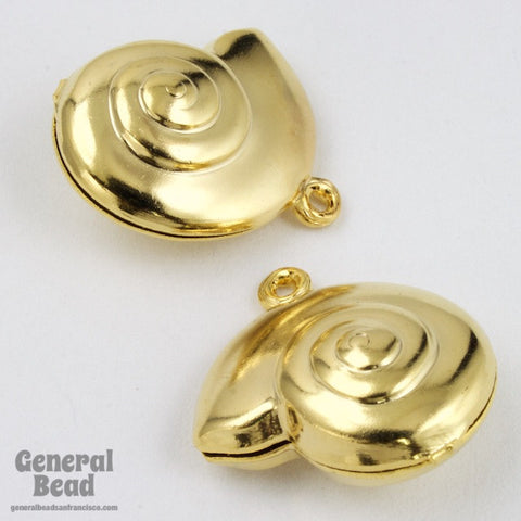 15mm Gold Spiral Shell Charm (4 Pcs) #5458-General Bead