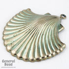 35mm Antique Silver Stylized Scallop Shell Charm #5461-General Bead