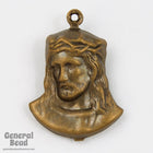 25mm Antique Brass Jesus with Crown of Thorns #5494-General Bead