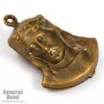 25mm Antique Brass Jesus with Crown of Thorns #5494-General Bead