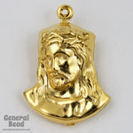 25mm Gold Jesus with Crown of Thorns #5496-General Bead