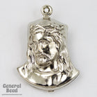 25mm Silver Jesus with Crown of Thorns #5497-General Bead