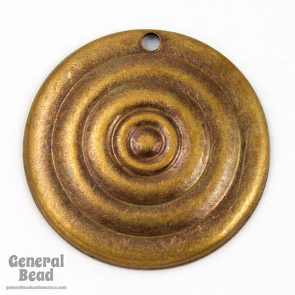 20mm Antique Brass Circle with Concentric Pattern (4 Pcs) #5503-General Bead