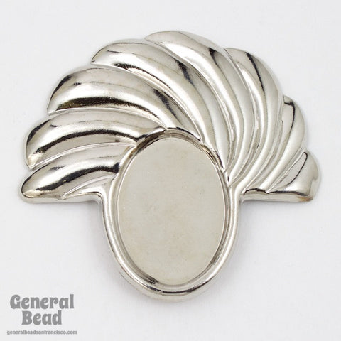 37mm Vintage Silver Left Deco Swirl Semi-Circle (2 Pcs) #5513-General Bead