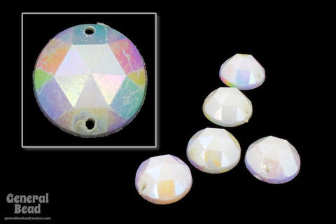 15mm White AB Faceted Sew-On Cabochon (10 Pcs) #5534-General Bead