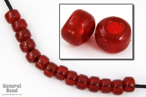 9mm Silver Lined Red Glass Crow Bead (50 Pcs) #5543-General Bead