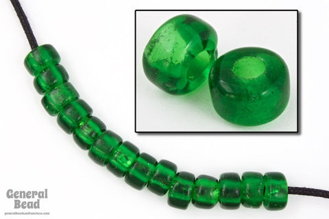 9mm Silver Lined Kelly Green Glass Crow Bead (50 Pcs) #5546-General Bead