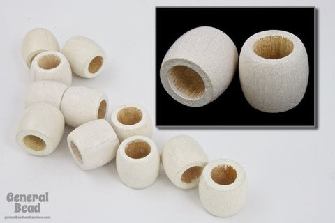 12mm White Wood Barrel Bead-General Bead