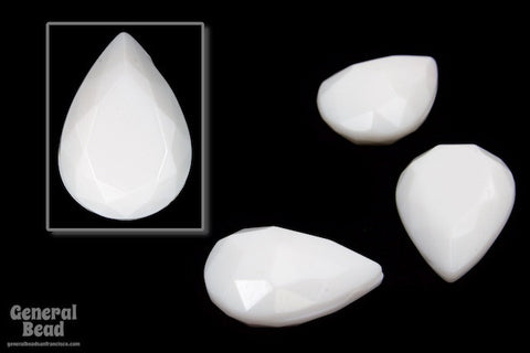 10mm x 14mm Faceted White Pear Cabochon (6 Pcs) #5708-General Bead