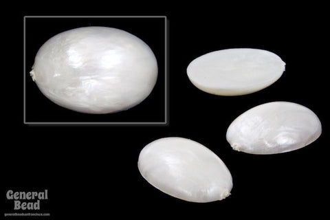 10mm x 15mm Pearly White Oval Cabochon-General Bead