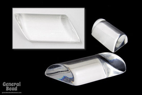 18mm x 30mm Clear Left Skewed Parallelogram Cabochon (4 Pcs) #5715-General Bead