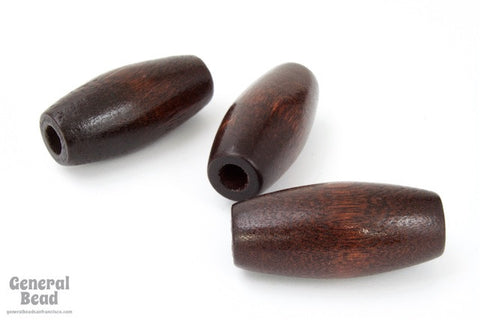 15mm x 35mm Dark Brown Oval Wood Bead-General Bead
