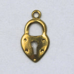 12mm Brass Heart Padlock (4 Pcs) #58-General Bead
