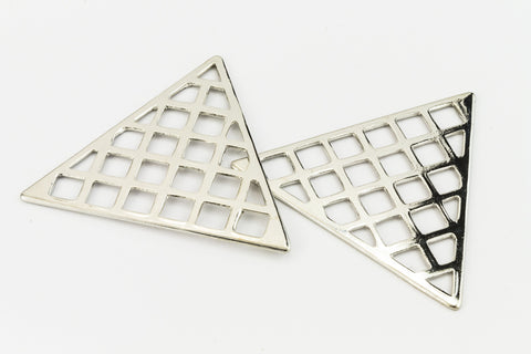 34mm Silver Gridded Triangle (2 Pcs) #6111-General Bead