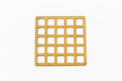25mm Raw Brass Gridded Square (2 Pcs) #6113-General Bead