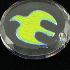 20mm Clear Etched Glass Iridescent Green Dove Pendant #617-General Bead