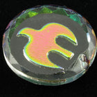 20mm Clear Etched Glass Iridescent Pink Dove Pendant #618-General Bead