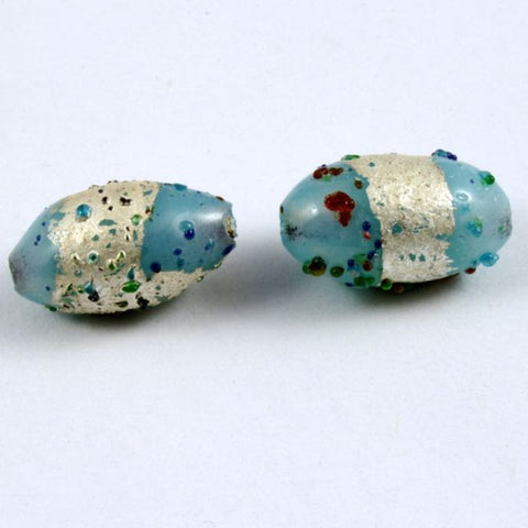 11mm Handmade Turquoise/Silver Bead (6 Pcs) #630-General Bead