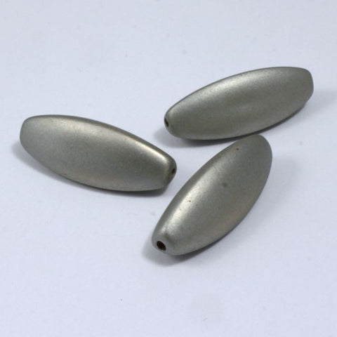 30mm Matte Silver Lucite Almond Bead-General Bead