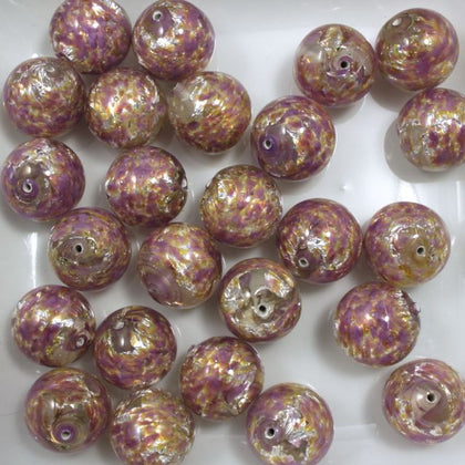 Lilac/Peach/Silver 14mm Handmade #718-General Bead