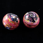 14mm Handmade Rose Peach/Silver Bead #727-General Bead