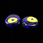 16mm Cobalt and Yellow Evil Eye (4 Pcs) #733-General Bead