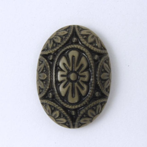 18mm x 25mm Brown on Beige Floral Oval Cabochon #XS73-C-General Bead