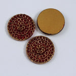 23mm Red with Gold Lace Cabochon #XS64-C-General Bead