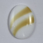 25mm White Oval Cabochon with Beige Stripe #796-General Bead