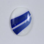 25mm White Oval Cabochon with Blue Stripe #797-General Bead