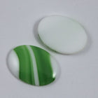 25mm White Oval Cabochon with Green Stripe #798-General Bead
