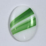 25mm White Oval Cabochon with Green Stripe #798-General Bead