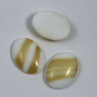 18mm White Oval Cabochon with Beige Stripe #799-General Bead