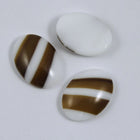 18mm White Oval Cabochon with Brown Stripe #800-General Bead