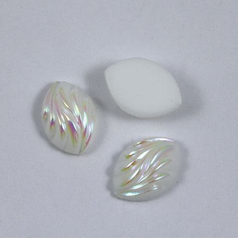 14mm White AB Navette Cabochon #801-General Bead