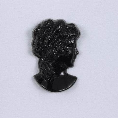 9mm x 14mm Black Glass Lady's Profile Cabochon #XS115-I-General Bead