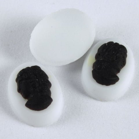 6mm x 8mm White and Black Cameo #807-General Bead