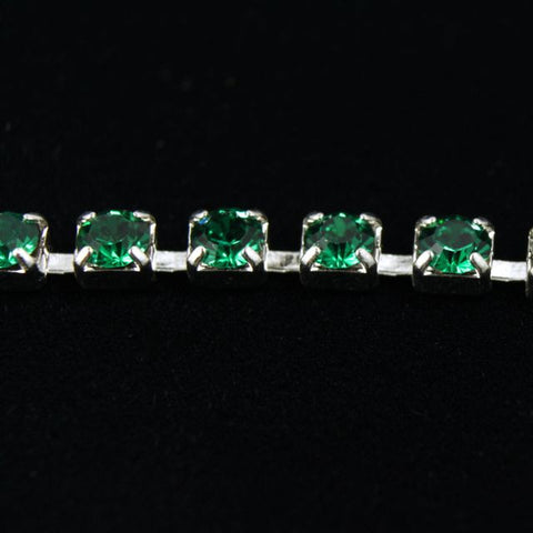 Rhinestone Chain 19ss Emerald/Silver-General Bead