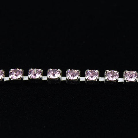 11 Yards Crystal Rhinestone Chain, 4mm Close Claw Chain Trim Light Pink