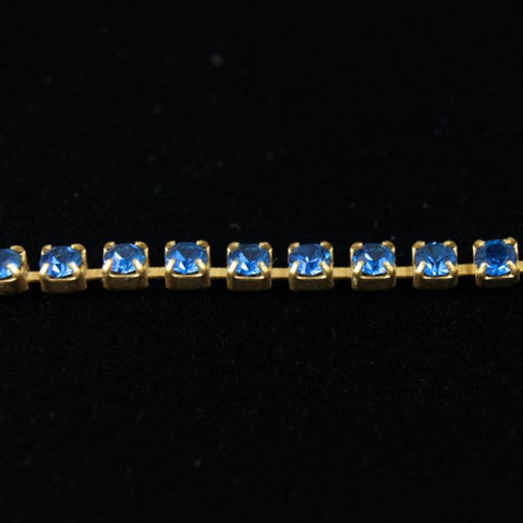 Rhinestone Chain 14pp Capri Blue/Gold-General Bead