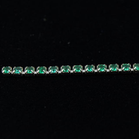 Rhinestone Chain 14pp Emerald/Silver-General Bead