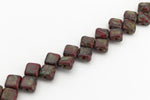 6mm Two Tone Red Travertine 2 Hole Silky Beads