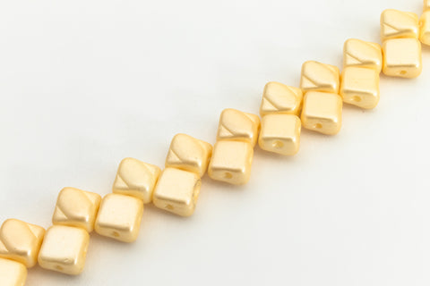 6mm Pastel Cream 2 Hole Silky Beads