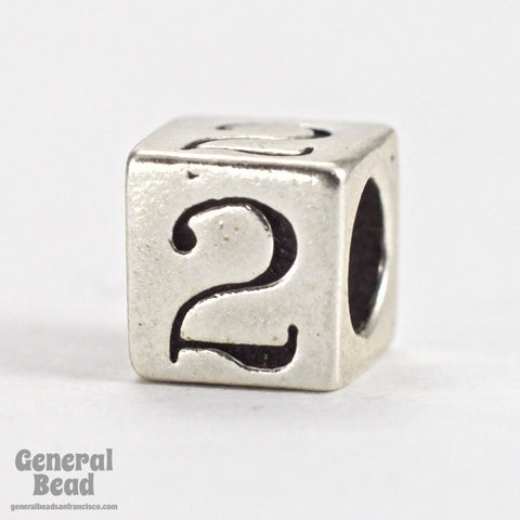 5mm Sterling Silver "2" Number Cube-General Bead