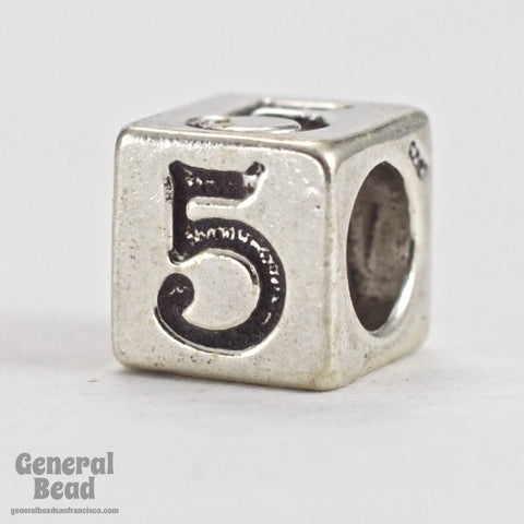 5mm Sterling Silver "5" Number Cube-General Bead