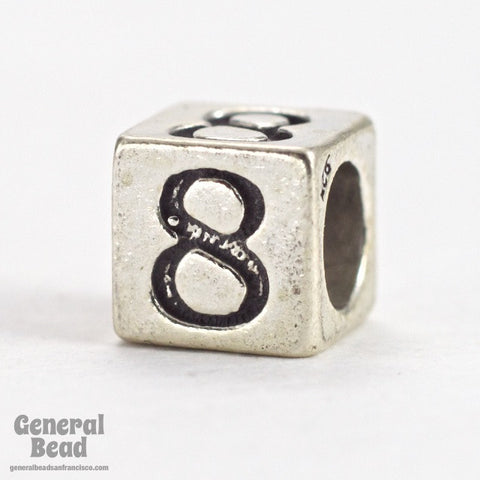 5mm Sterling Silver "8" Number Cube-General Bead